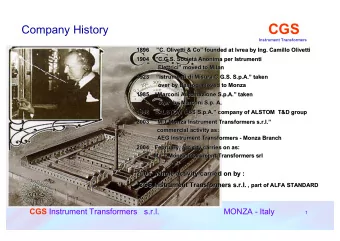 CGS  Company History  Instrument Transformers  1896  1896    C. Olivetti &amp; Co  C.