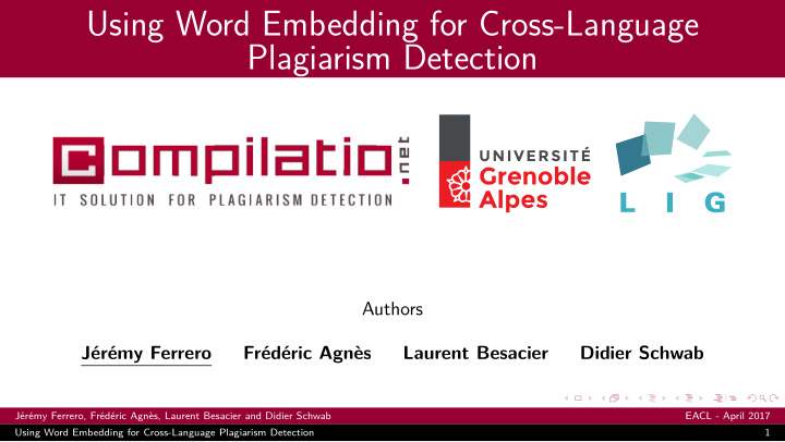 using word embedding for cross language plagiarism