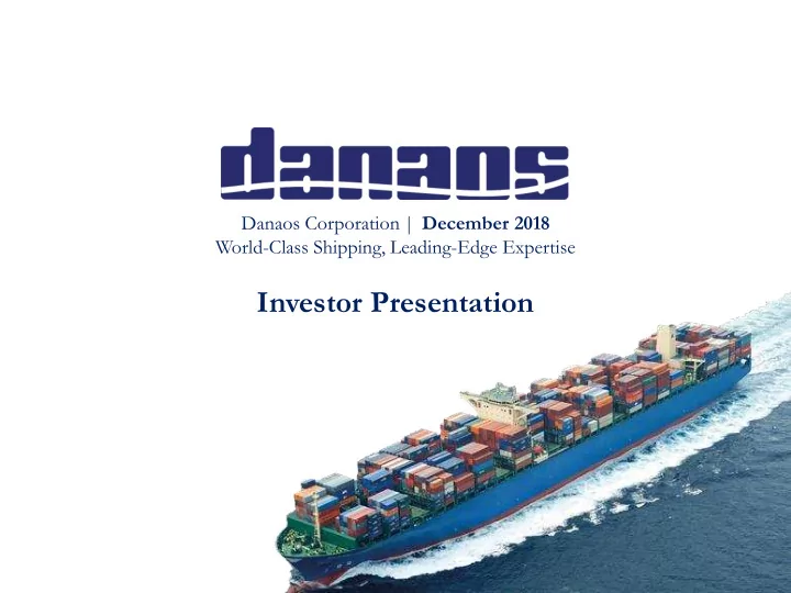 investor presentation disclaimer
