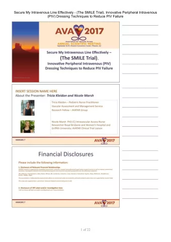 Secure My Intravenous Line Effectively - (The SMILE Trial). Innovative Peripheral Intravenous