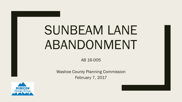 sunbeam lane abandonment