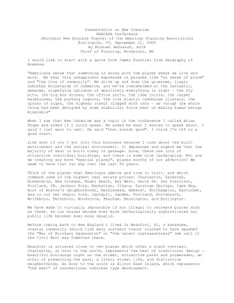 Presentation on New Urbanism  NNECAPA Conference  (Northern New England Chapter of the American