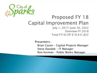 Capital Improvement Plan  July 1, 2017-June 30, 2022  Overview FY 2018  Total FY18 CIP $19,431,822
