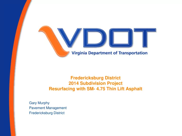 fredericksburg district 2014 subdivision project