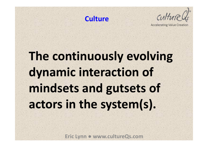 the continuously evolving dynamic interaction of mindsets