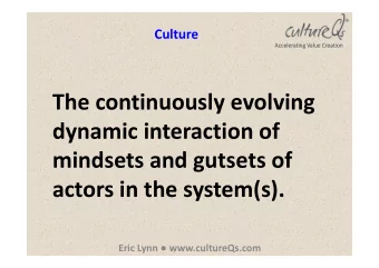 The continuously evolving  dynamic interaction of  mindsets and gutsets of  actors in the