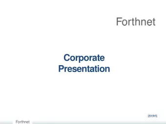 Corporate  Presentation  2019YE  Disclaimer This presentation (Presentation) has been