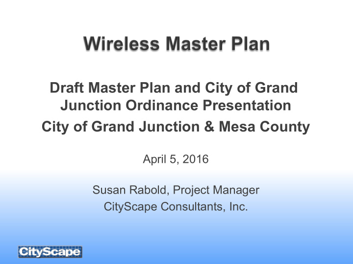draft master plan and city of grand junction ordinance