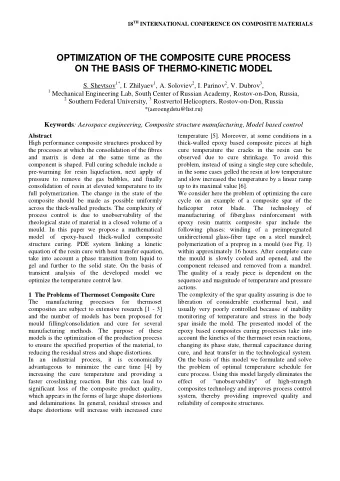 OPTIMIZATION OF THE COMPOSITE CURE PROCESS  ON THE BASIS OF THERMO-KINETIC MODEL S. Shevtsov 1* ,