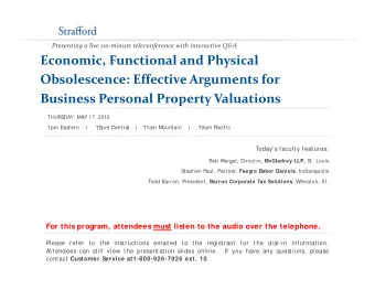 Economic, Functional and Physical Obsolescence: Effective Arguments for Business Personal Property