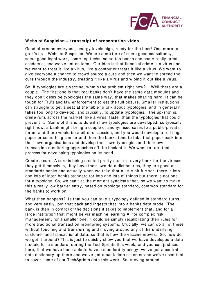 w ebs of suspicion transcript of presentation video good