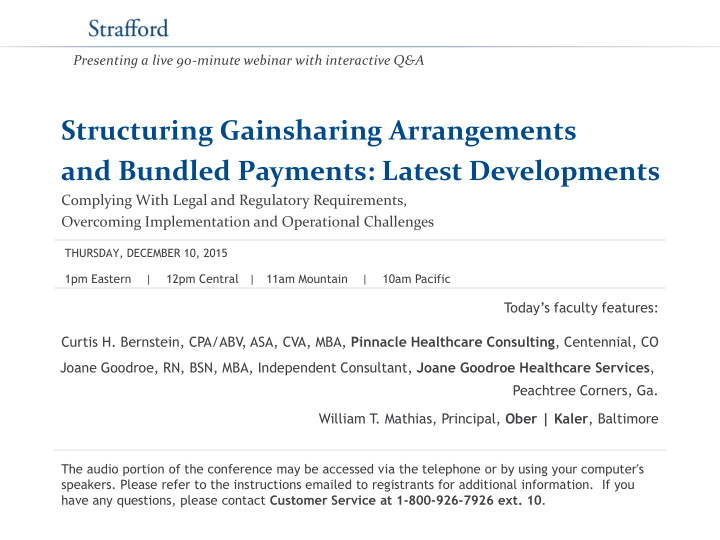 structuring gainsharing arrangements and bundled payments