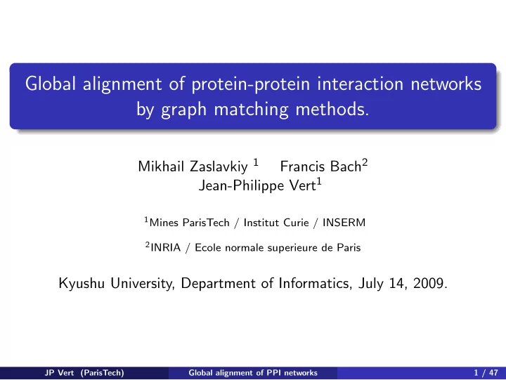 global alignment of protein protein interaction networks