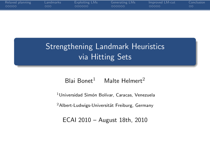 strengthening landmark heuristics via hitting sets