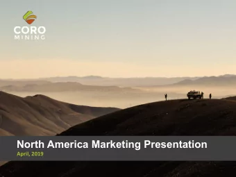 North America Marketing Presentation  April, 2019  Disclaimer  This presentation includes certain