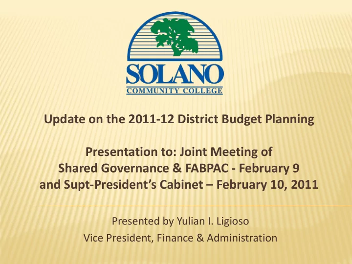 update on the 2011 12 district budget planning