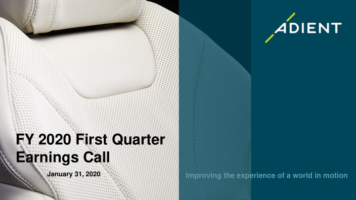 fy 2020 first quarter earnings call