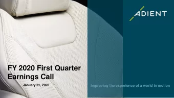 FY 2020 First Quarter  Earnings Call  January 31, 2020  Improving the experience of a world in