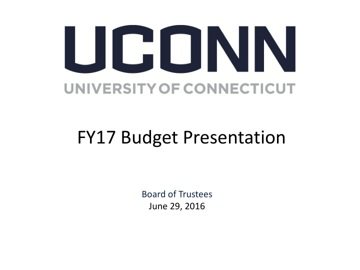 fy17 budget presentation