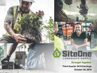 Third Quarter 2019 Earnings  October 30, 2019  Disclaimer  Forward-Looking Statements This