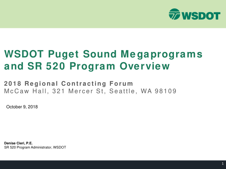 wsdot puget sound megaprograms and sr 520 program overview