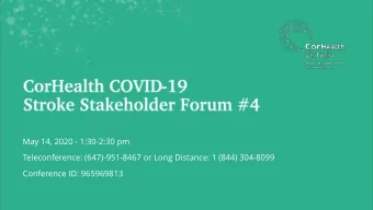 May 14, 2020 - 1:30-2:30 pm  Teleconference: (647)-951-8467 or Long Distance: 1 (844) 304-8099