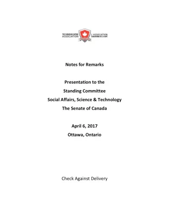 Notes  for  Remarks      Presentation  to  the    Standing  Committee