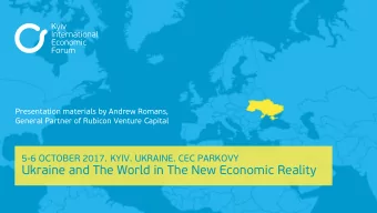 Ukraine and The World in The New Economic Reality  Masters of Corporate VC  Kiev, Ukraine  October