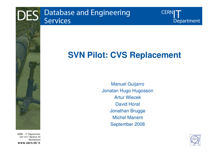 svn pilot cvs replacement