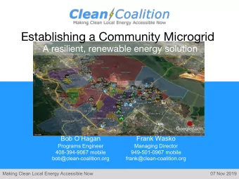 Establishing a Community Microgrid  A resilient, renewable energy solution  Bob OHagan  Frank