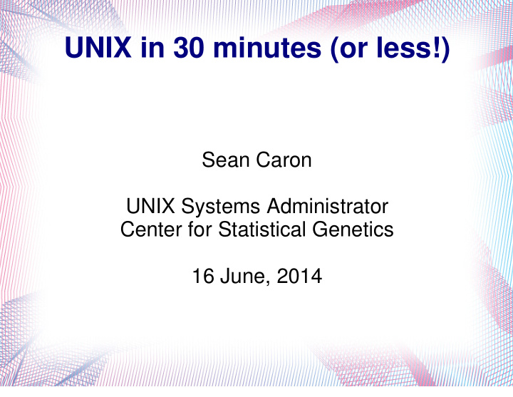 unix in 30 minutes or less