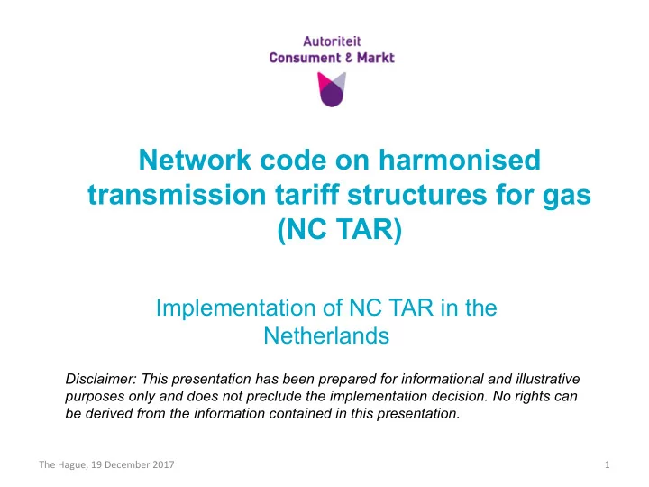 network code on harmonised transmission tariff structures