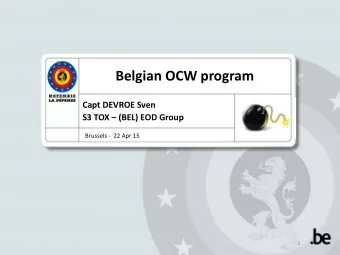 Belgian OCW program  Capt DEVROE Sven S3 TOX  (BEL) EOD Group  Brussels -  22 Apr 15  1