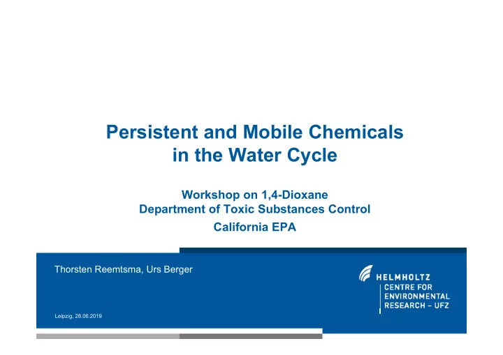 persistent and mobile chemicals in the water cycle