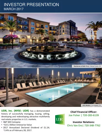 INVESTOR PRESENTATION  MARCH 2017 Residences at Bella Terra | Orange County, CA 3033 Wilshire | Los