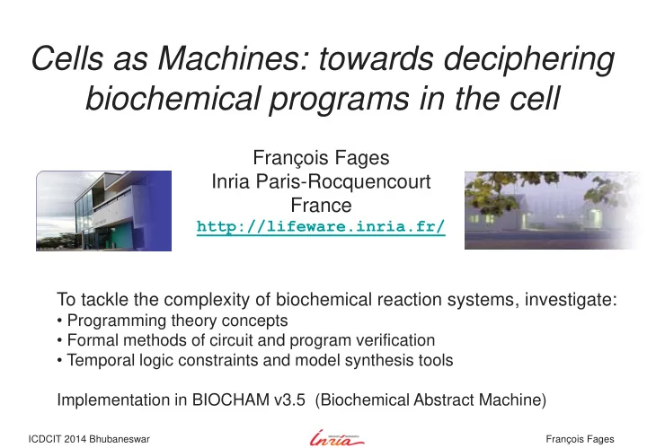 cells as machines towards deciphering biochemical