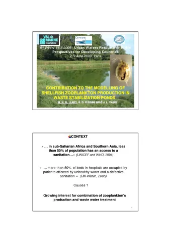 CONTRIBUTION TO THE MODELLING OF  CONTRIBUTION TO THE MODELLING OF  SHELLFISH ZOOPLANKTON