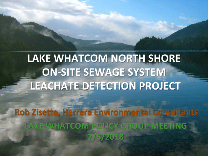 lake whatcom north shore on site sewage system leachate