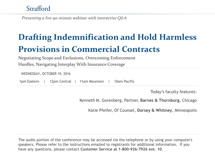 drafting indemnification and hold harmless provisions in