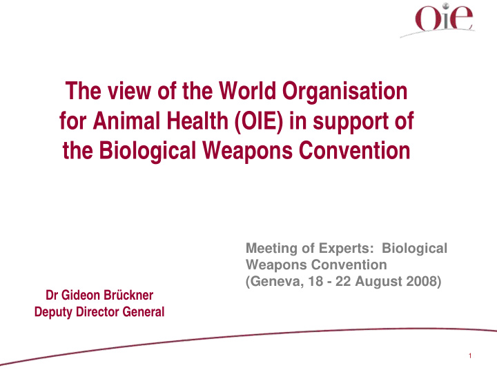 the view of the world organisation for animal health oie