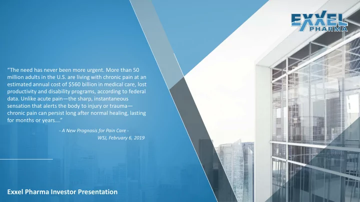 exxel pharma investor presentation disclaimer