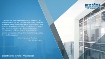 Exxel Pharma Investor Presentation  Disclaimer  Certain statements contained in this presentation