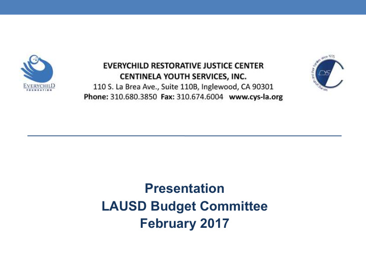 presentation lausd budget committee february 2017
