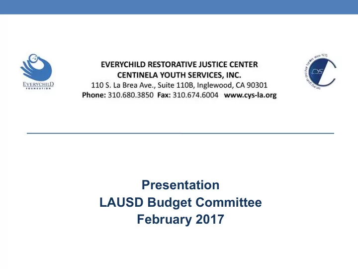 presentation lausd budget committee february 2017