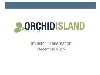 Investor Presentation  December 2015  Disclaimers  FORWARD-LOOKING INFORMATION  This presentation