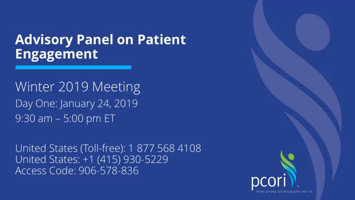 advisory panel on patient engagement