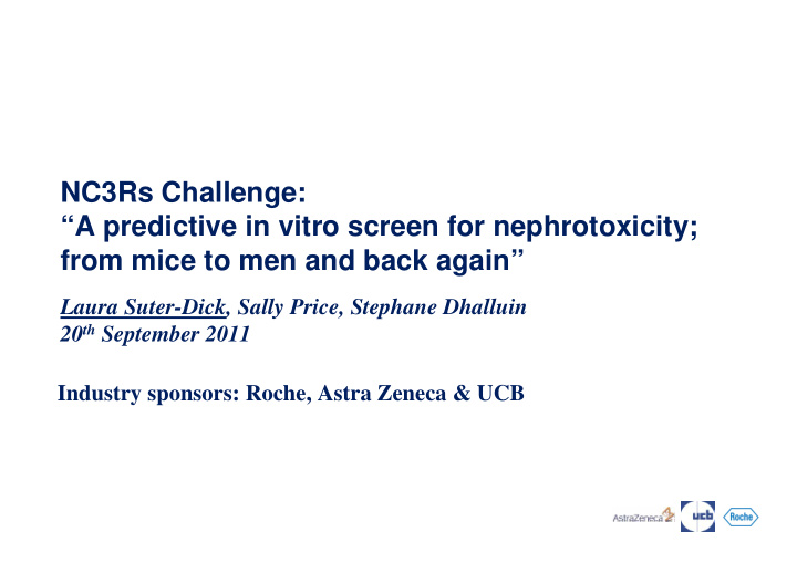 nc3rs challenge a predictive in vitro screen for