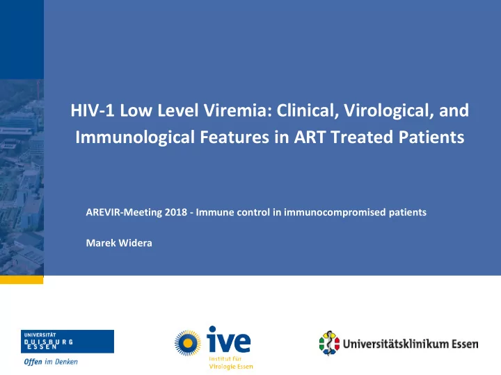 hiv 1 low level viremia clinical virological and