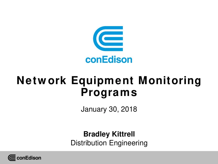 netw ork equipment monitoring programs