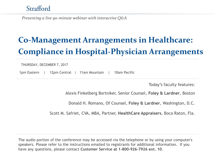 co management arrangements in healthcare compliance in